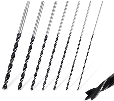 Foret Bois, 5pcs Meche Bois 300mm Forets à Bois Hélicoïdaux Longs Diamètre 12 mm 10 mm 8 mm 7 mm 6 mm 5 mm 4 mm pour Bois Tendre et Dur