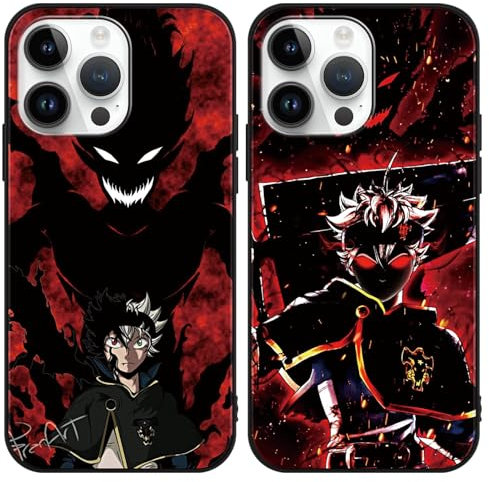 Yomyejisoo 2 Stück Handyhülle für Apple iPhone 15 Hülle 6.1 Zoll, Anime Black Rover Asta Manga Anime künstlerische Ästhetik mit Motiv Designs Case Schutzhülle Stoßfest TPU Weich Ultra Dünn Cover