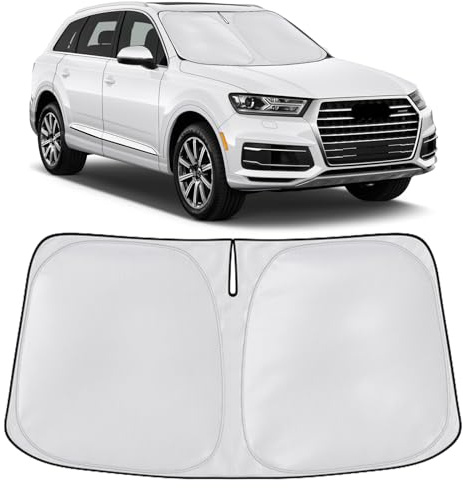SONRUIJIE Parasol Coche,Parasol Coche Delantero para Audi Q7 2016-2025,Protección Solar UV para Automóvil Y Protección contra El Calor Solar,Accesorios para Automóvil En Verano,Plegable