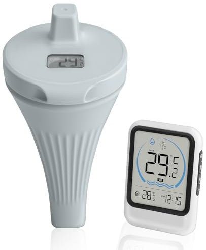 Thermometre Piscine, Thermometre Piscine Connecté Étanche Ip68, Thermomètre Piscine ÉLectronique Avec Détection de La Température Ambiante, Distance de Transmission Maximale Jusqu'à 100 MèTres, Adapté