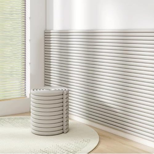 Yinghesheng Polsterpaneel Wand Schälen und Wandkissen Bett, 3D Wandpolster Kinderzimmer, Wandkissen Selbstklebend Wandpolster Anti-kollisions-Wandpolsterung,Grau,40cmx200cm