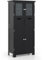 COSTWAY Bathroom Floor Cabinet, Freestanding Storage Cupboard with Tempered Glass Door, 2 Drawers and Adjustable Shelves, Wooden Floor Storage Cabinet Unit for Living Room Kitchen Hallway (Black)
