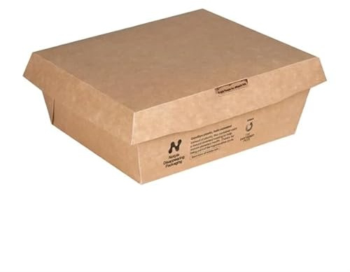 Notpla Open Meal Box 1 Litre, Pack 260 | Serves hot or cold takeaway meals securely, providing an eco-friendly and convenient catering packaging solution.
