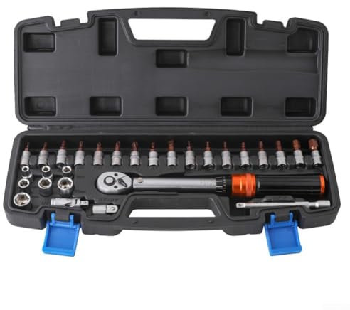 ZWEquipint Drehmomentschlüsselsatz 1/4 Zoll Antrieb 28-teilig mit 224N m für Fahrrad- und Motorradreparaturen