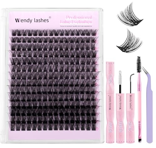 WENDY LASHES Lash Clusters Kit D-Curl Eyelashes Individual c3 10-18mm Mixed | Soft Cluster Lashes Russian DIY Lash Extension Kit Natural with Lash Bond and Seal KIT-c3-Mix1018