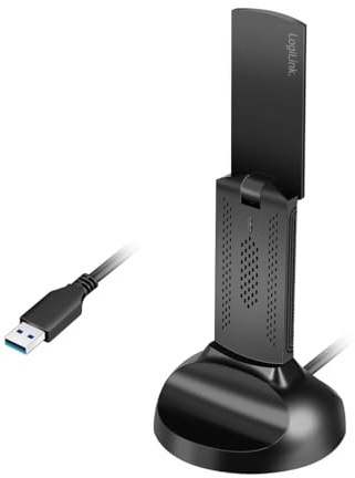 LogiLink WL0251 - Adaptador USB Wi-Fi 6E 5,8 GHz con Soporte magnético, WPA/WPA2, WPA3, 5 W, LED
