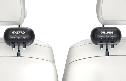 OHLPRO Lot de 2 chargeurs de Voiture rétractables pour siège arrière - Station de Charge Multifonction 3 en 1 avec USB-C/USB-i/Micro-USB, Charge Rapide 15 W pour iPhone, Samsung, Android, Support