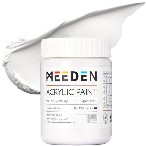 MEEDEN Titanium White Acrylic Paint: 300ml /10oz Heavy Body Gloss Finish | Thick Art Paints for Professional Artists Painting on Canvas
