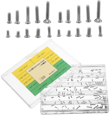 BESTYASH Kit de Vis de Réparation Montre Acier Modèles Micro Vis Plates et Fendues pour Boîtier Bracelet et Fond Assortiment pour Horlogers et Réparations Détaillées