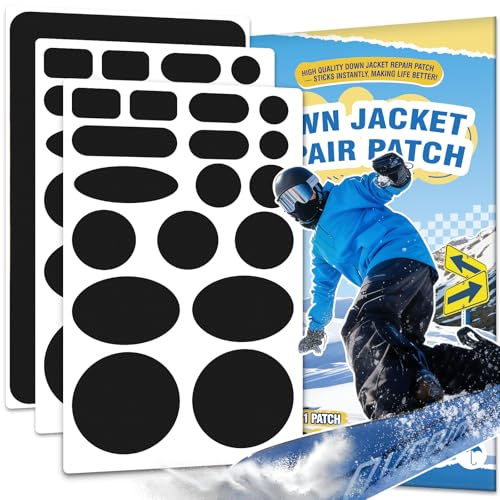 Parches Plumas Autoadhesivo Negro, 35 Pièces Parches para ropa de Reparación De Nylon, Impermeables Parch ropa Chaqueta, para Mochila, Pantalones, Saco De Dormir, Tienda