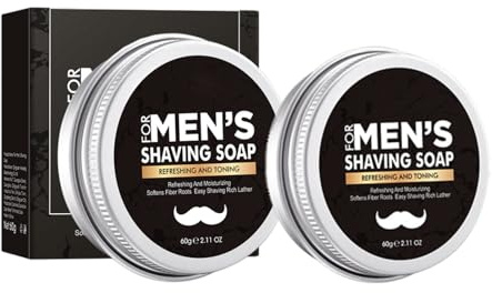 2PCS Shaving Soap for Men, Shaving Cream for Traditional Wet Shave | Rich Lather Shaving Soap for Sensitive Skin, Softens Beard & Reduces Friction for Smooth Glide