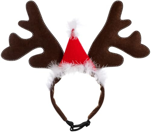 Kreativer Haarreif Antler Shaped 1stück Rot für Katzen | Short Plush und Gewebe, Bequem zu Tragen, Festlicher Look für Cosplay und Spaziergänge