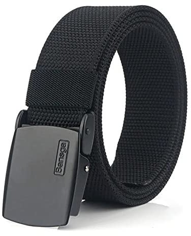 Military Equipment Tactical Belt Men Metal Buckle Thicken Nylon Canvas Belts for Men(Black)