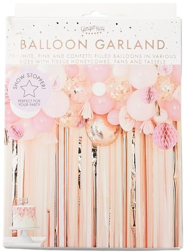 Ginger Ray Partyhintergrund mit Blush und Pfirsich-Ballon und Fächergirlande