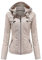 GITVIENAR Damen Lederjacke Kapuze Kunstleder Motorradjacke Bikerjacke Ladies Oberbekleidung mit Reißverschluss und Tasche (Hell-Pink, M)