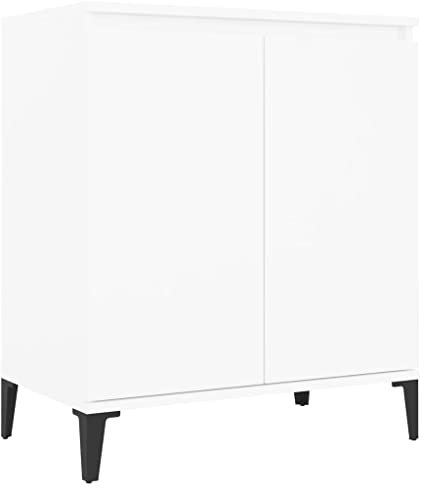 vidaXL Buffet, Armoire avec 2 Portes, Meuble de Rangement, Organisateur de Salle de Séjour Salon, Industriel, Blanc Bois d'Ingénierie