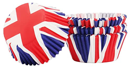 100P Union Jack Cupcake Cases Muffin Cases,VJ Day 80th Anniversary Cupcake Cases Decoration,Mini Baking Cups Muffin Cupcake Liners for VJ Day 80th Anniversary Decorations,Union Jack Party Supplies