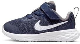 Nike Revolution 6 Sneaker, Midnight Navy White Flat Pewter, 21 EU