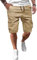 JMIERR Kurze Hosen Herren Baumwolle Cargo Shorts Herren Sommer Freizeithose mit Taschen Khaki M