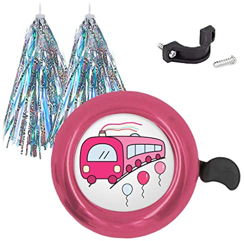 Kawaii Zug Fahrradklingel Cartoon Zug Fahrradklingel mit Fahrrad Quaste Fahrrad Luftschlangen Lauter knackiger klarer Klang Fahrradklingel Rosa