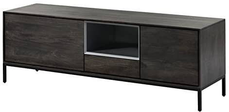 MASSIVMOEBEL24.DE Chicago TV-Board Mango/Akazie - Unterschiedliche Farben, Farbe:grau geölt, Größe:160x45x55 cm (BxTxH)