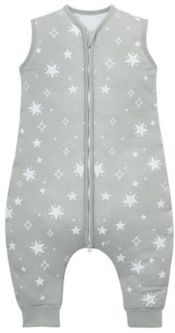Lictin Schlafsack mit Füßen 2.5 Tog, Winterschlafsack mit Füßen 100cm, Bio Baumwolle Baby Schlafsack mit Füßen, Niedliche Sterne Schlafsack mit Beinen, Winterschlafsack mit Füßen für Baby