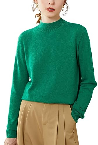 DISSA Damen Langarm Kaschmir Pullover Stehkragen,EU 34-42 | Freizeit Besuch,leichter einfacher Strick,ordentlicher Stehkragen,Raglan‑Schnitt,weicher Touch,elastisches Garn