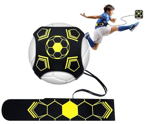 Zempertoopa Fußball Kick Trainer, Fussballtrainer mit Schnur, Freihändiger Solo Fußball Trainer Fußballtrainingshilfe mit erweitertem Seitenbundschutz, Geeignet für Kinder und Erwachsene (schwarz)