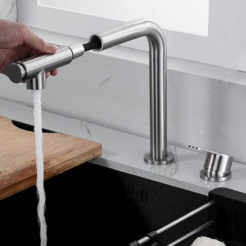 Wasserhahn Küche Vorfenster Küchenarmatur Ausziehbar Duschmodus Edelstahl Drehbar Spültischarmatur Küche Vorfenster-Gebürstet
