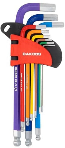 DAKCOS Juego de 9 Llaves Hexagonales Llaves Allen Imperiales, 1/16-3/8 Pulgadas, con Extremo de Bola