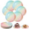 HJJMN 50 Piezas Platos de Papel Fiesta 18CM, Platos Desechable, DIY Color Platos Desechables Cumpleaños, Platos de Papel Redonda Para Bodas, Cumpleaños, Fiestas y Picnics