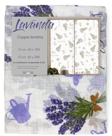 Tex family Coppia TENDINA a vetro LAVANDA larga cm. 60 da Finestra e da Porta - COPPIA (2 TELI) CM. 60X240