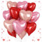 Rose Gold and Pink Heart Balloons, 18 Inch Red Pink Heart Shape Balloon, 12PCS Red Rose Gold Helium Foil Love Heart Balloon for Girls Birthday Engagement Wedding Valentine Party Decorations