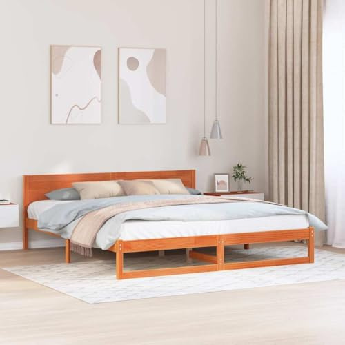 vidaXL Bettrahmen Wachsbraun 180 x 200 cm Massives Kiefernholz | Hergestellt aus solidem Kiefernholz für echte Langlebigkeit,