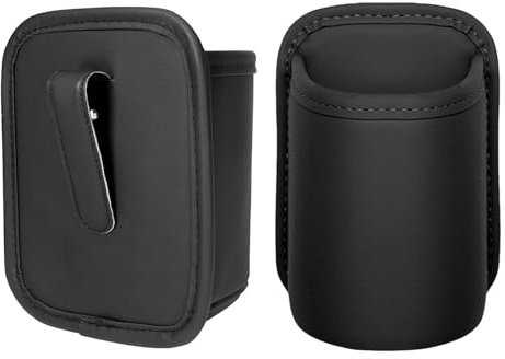 2 Pcs Black Car Cup Holder, Pu Leather Cup Holder for Cars, Door Mounted Car Drink Holders, Seam Pocket Storage Organizer with Water Bottle Holders, Suitable for Rear Seats