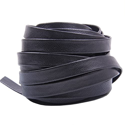 KUARWDVF Geflochtene Schnur String Seil, 5 Meter langes, 3–50 mm breites, schwarzes, flaches Armband aus echtem PU-Leder, ideal for Selbermachen(8mm)