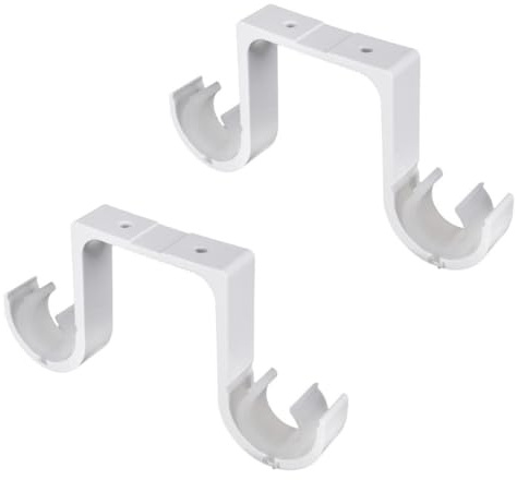 Hemobllo Support Double Barre Rideau Blanc Robuste Fixation Plafond pour Tringles Rideaux Accessoires pour Stores Installation Facile sans Perçage Lot