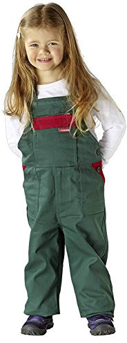 Planam Kinderlatzhose in Verschiedenen Farben, Kinder Arbeits-Latzhose (110/116, Grün/Rot)
