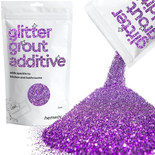 Hemway Glitter Grout Additive - Purple | Metallic Flakes for Adding Sparkle to Old & New Kitchen & Bathroom Tiles | Enhance Your Indoor Grouting Projects with a Durable Sparkly Effect | 100 g