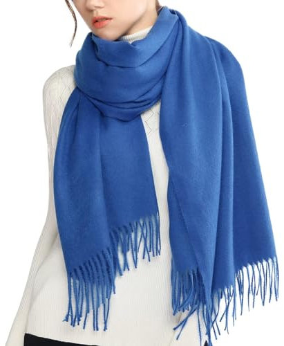 RIIQIICHY Pashmina Schal Blau Damen Winter Schals Tücher Stola Festlich für Abendkleider Damenschal Winterschal Kuschelig