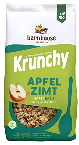 Barnhouse Krunchy Apfel-Zimt, Bio Hafer-Knuspermüsli aus Bayern, mit köstlichen Apfelstückchen und aromatischem Zimt, 1 x 750 g