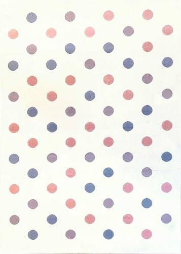 LIVONE Happy Rugs for Kids Hochwertiger Kinderteppich Kinderzimmer Babyteppich mit Punkten in Creme Weiss rosa Silber grau Grösse 120 x 180 cm