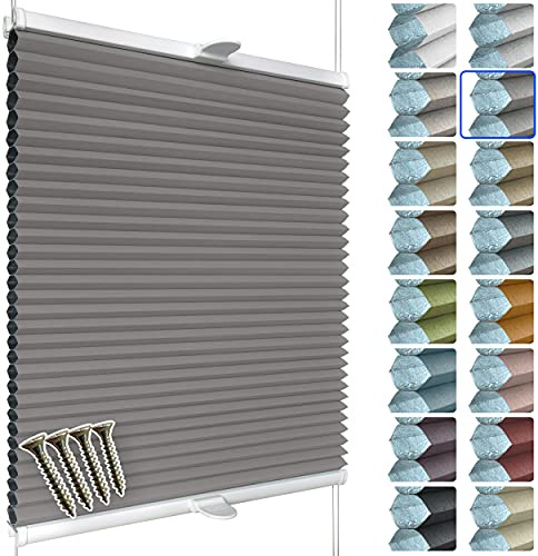 SchattenFreude Waben-Plissee nach Maß für Fenster & Tür | 100% verdunkelnd/Blackout | Zum Anschrauben in der Glasleiste | Grau (Weiße Rückseite), Breite: 70-90cm x Höhe: 100-150cm