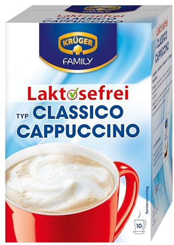KRÜGER FAMILY Cappuccino Laktosefrei Classic, Getränkepulver mit löslichem Bohnen-Kaffee, koffeinhaltig, ohne Laktose, 150 g