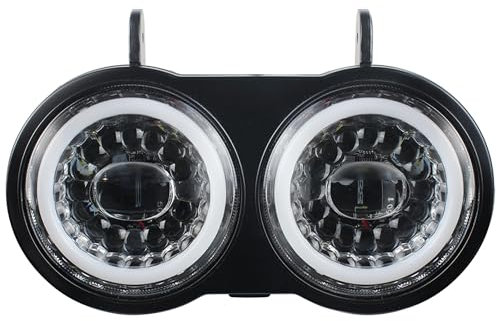 KUQIQI Buell XB Led Headlight Motorcycle Projector Dual Lights with Halo White DRL Fit for Buell xb Model 2003 2004 2005 2006 2007 2008 2009 2010 Years(Black