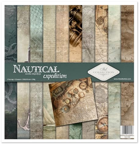 ITD Collection - Decoupage Papier Paket - Decopatch Papier 310 x 320 mm - Scrapbooking - Dekorpapier für DIY Alben Bullet Journals (Nautische Expedition SLS-004)