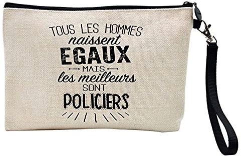 Federmäppchen für Stifte und Make-up, Leinen, bedruckt mit Zitat „Die besten sind Polizei“, Ref. 164