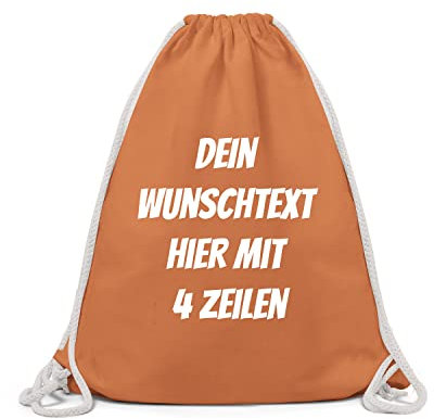 GERLINOVA Schöner Turnbeutel mit Wunschtext, Sporttasche, Rucksack zum Selbst bedrucken Orange