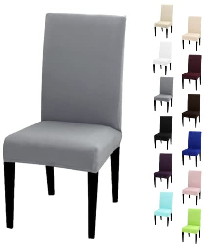 Event Kauf Stuhlhusse Stretch elastischer Stuhlüberzug Esszimmer Stuhlbezug Dehnbar Hochzeit Hussen bi-Elastic Spannbezug, 1 Stück (Grau)