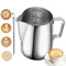 Panlom Milk Frothing Pitcher, 350ml/600ml/12oz/20oz Stainless Steel Coffee Creamer Milk Coffee Milk Jug Cup with Measurement Mark, Espresso Steaming Pitcher, Mate Finish (600ml/20oz)